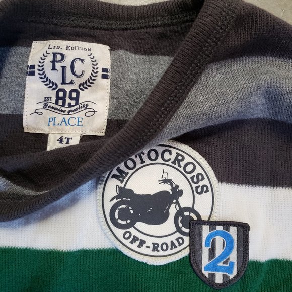 NWT Children’s Place boys grey white green striped sweater, size 4T new with tag - Picture 2 of 5